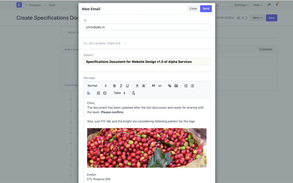 ERPNext sales feature; custom emails.